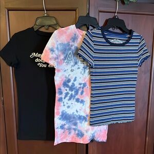 Aeropostale Pink and Blue Tie-Dye Short Sleeve Tee